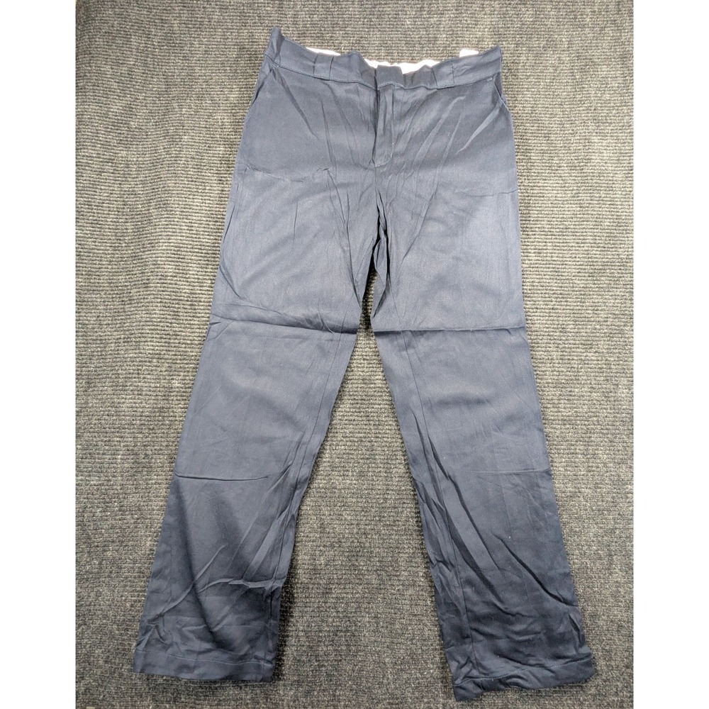 Dickies Flex Slim Fit Work Pants Womens 14 Blue Cotton High Rise Straight Leg